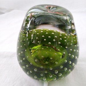 Pear Glass Paperweight Hand Blown